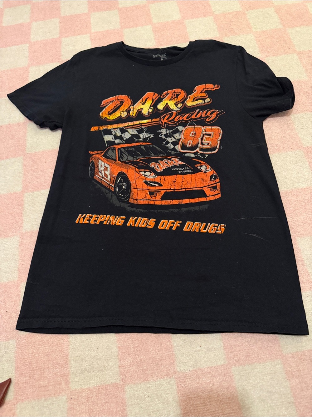 women’s ' Black Racing Graphic Tee - Orange Print